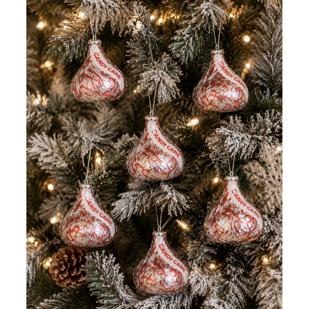 Ruz Hershey's Kisses Candy Cane Christmas Ornaments‎ Set of 6 NWT 2.75" F/W